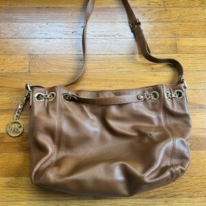 Michael Kors brown leather tote crossbody bag